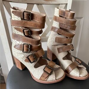 Freebird by Steven Brown and Cream Strappy Heels